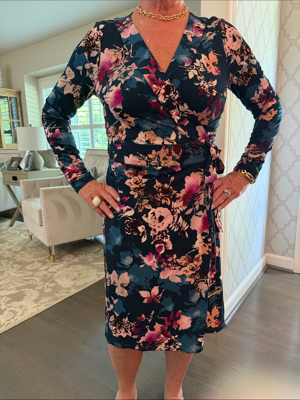 Thalia Sodi Navy floral dress .